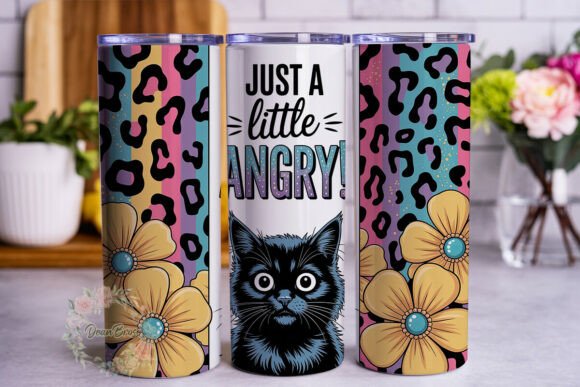 Angry Cat Sunflowers 20oz Tumbler Wrap