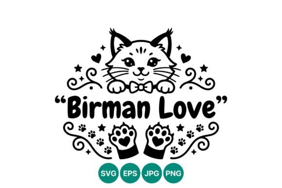 Birman Cat Love Vector Art