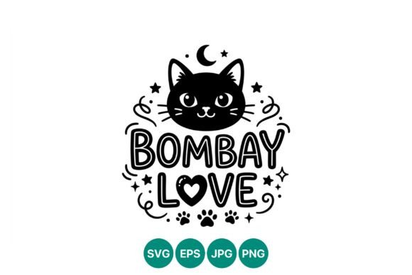 Bombay Cat Moon Stars Love Vector