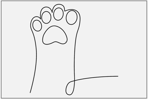 Cat Paw Minimal Line Art