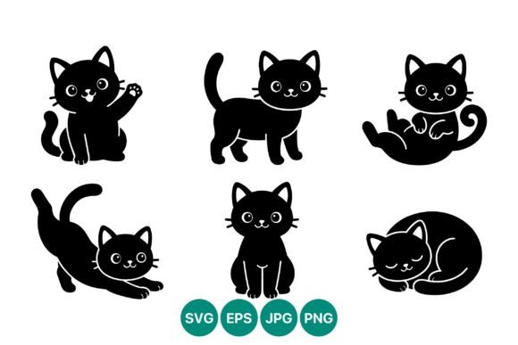 Cat Silhouettes Vector Set