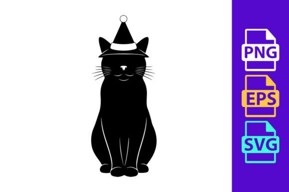 Cat Wearing a Party Hat Silhouette
