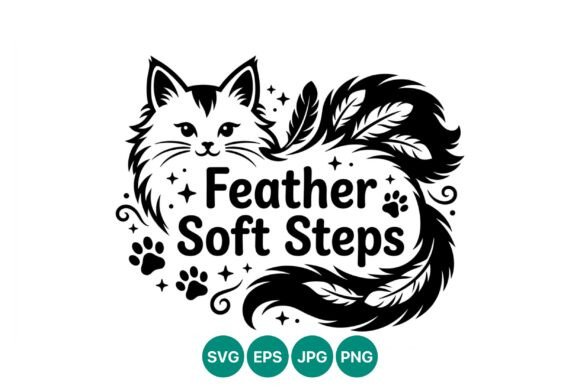 Cat with Feather Tail Soft Steps Vector