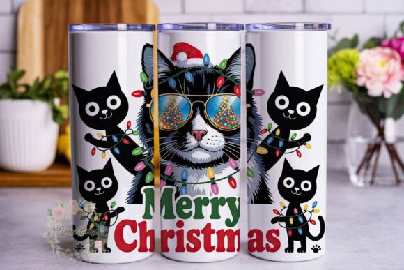 Christmas Cat Shades 20oz Tumbler Wrap