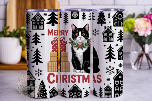 Christmas Cat Winter Village Tumbler