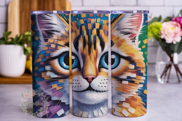 Colorful Impasto Cat 20oz Tumbler Wrap