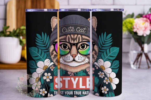 Cool Cat Floral 20oz Tumbler Wrap