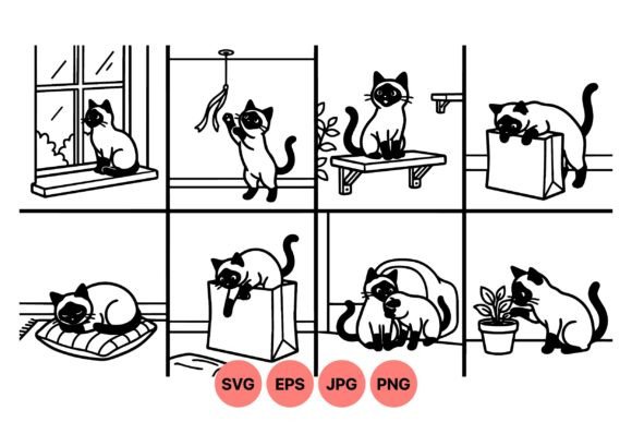 Cute Black White Cat Clipart