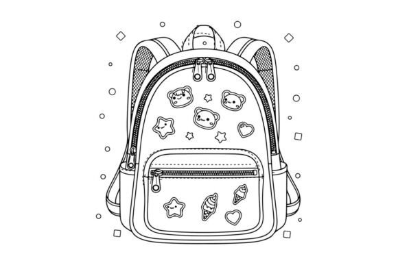 Cute Cat Backpack Vector Illustration FL