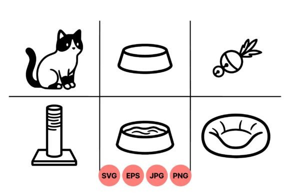 Cute Cat Care Icon Set