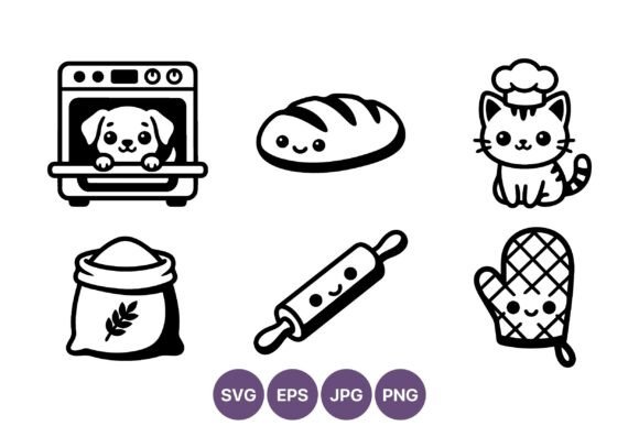 Cute Cat Chef and Puppy Oven Baking