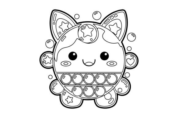 Cute Cat Face with Stars Vector Illustra
