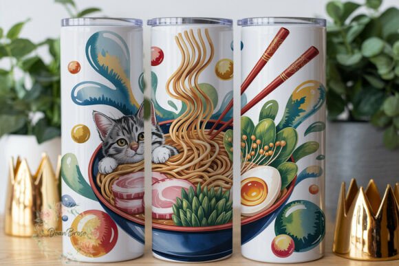 Cute Cat Ramen 20oz Tumbler Wrap