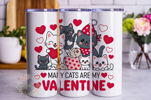 Cute Cat Valentine’s Tumbler Wrap PNG