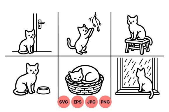 Cute Cat Vector Illustration Pack