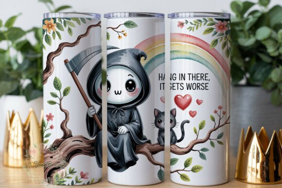 Cute Reaper Cat 20oz Tumbler Wrap