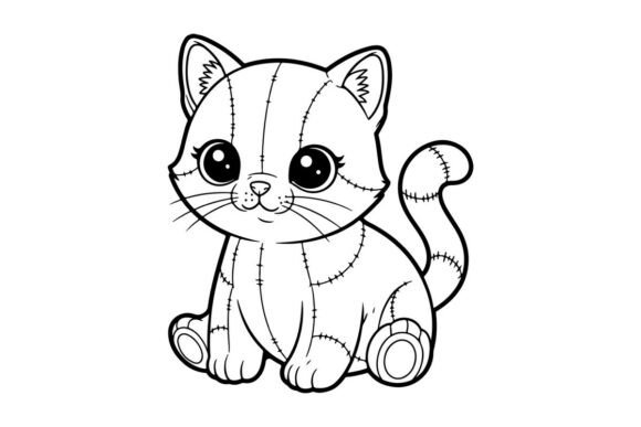 Cute White Kitten Sitting Cartoon Vector