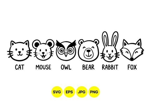 Cute Woodland Animal Faces SVG