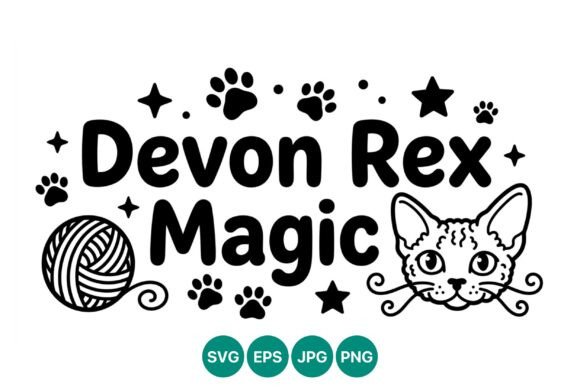 Devon Rex Magic Cat Vector Art