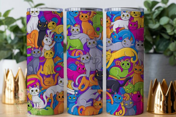 Doodle Cat Faces 20oz Tumbler Wrap