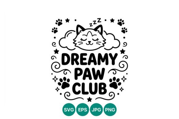 Dreamy Paw Club Cat Vector