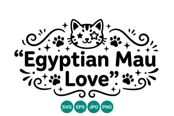 Egyptian Mau Love Cat Face Vector