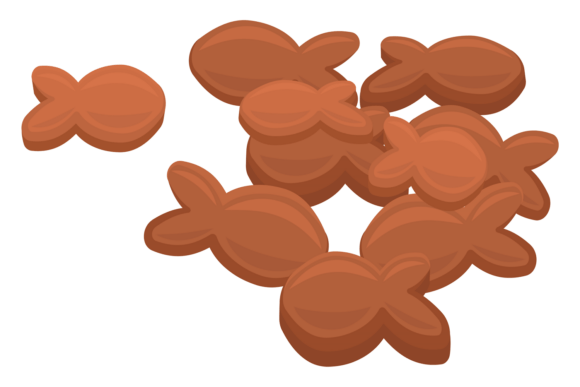 Fish Snack Cartoon Icon: Cat Dry Food