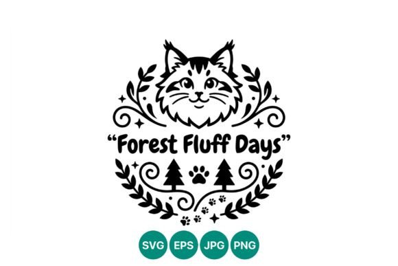 Forest Fluff Days Cat Vector Art