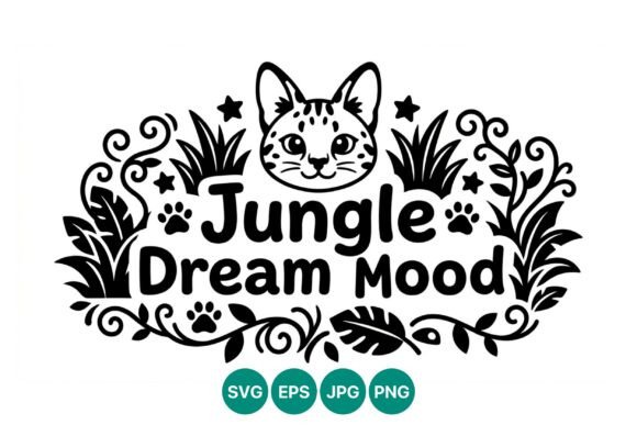 Jungle Dream Mood Cat Face Vector