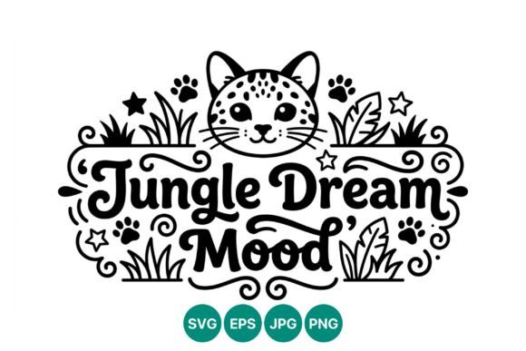 Jungle Dream Mood Cat Face Vector Art
