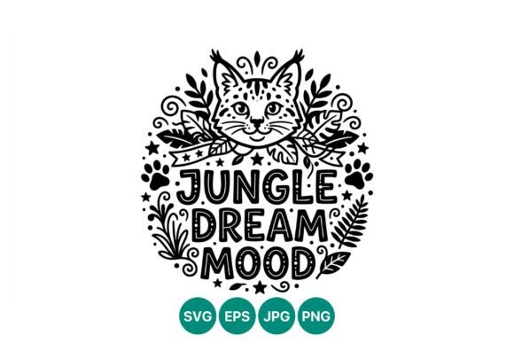 Jungle Dream Mood Cat Vector
