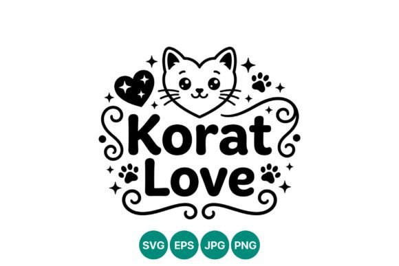 Korat Cat Love Heart Vector