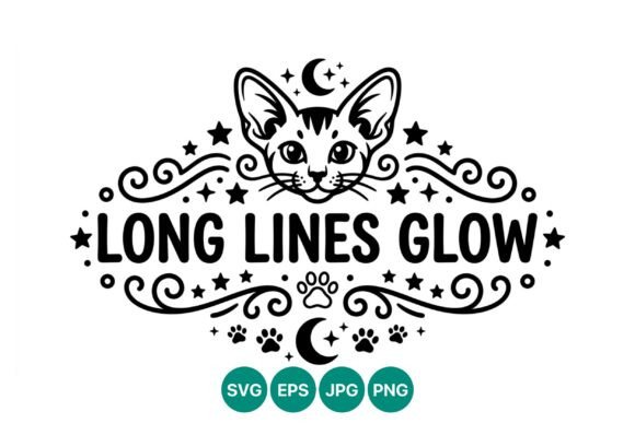 Long Lines Glow Cat Vector Art