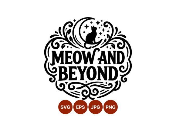 Meow and Beyond Cat Moon Lettering