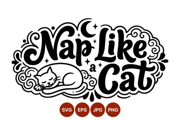 Nap Like a Cat Cute Black and White Cat