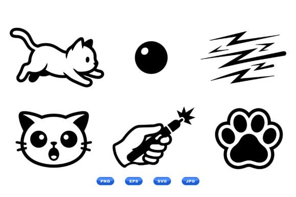 Playful Cat Icon Clipart Kit