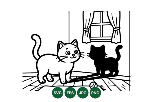 Playful Cat Shadow Clipart