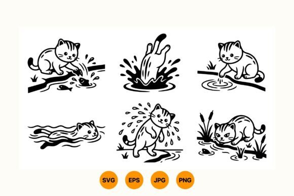 Playful Kitten Water Clipart