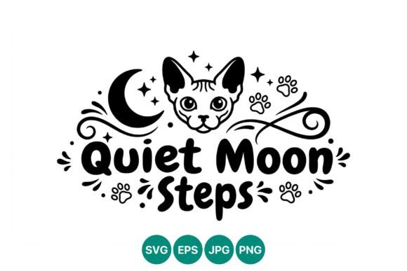 Quiet Moon Steps Cat Face Vector