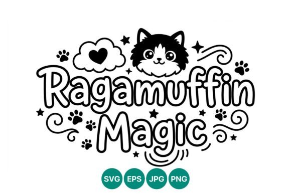 Ragamuffin Magic Cat Vector Art