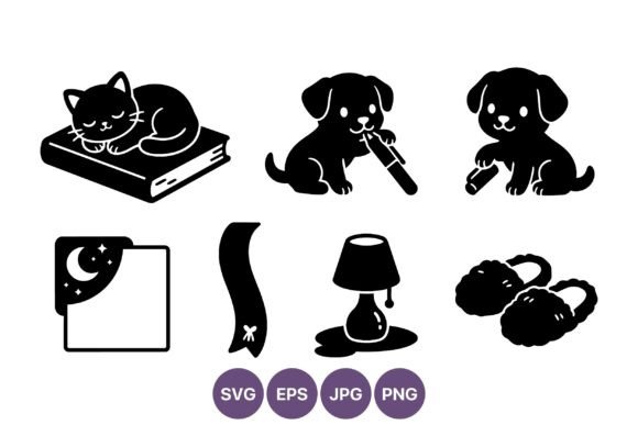 Sleeping Cat and Puppies Cozy Night