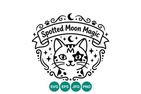 Spotted Moon Magic Cat Vector