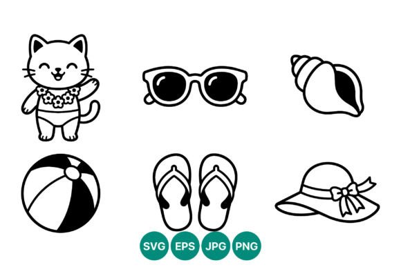 Summer Cat Sunglasses Beach Vector