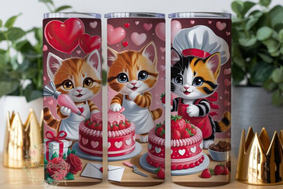 Valentine Cat Baker 20oz Tumbler Wrap